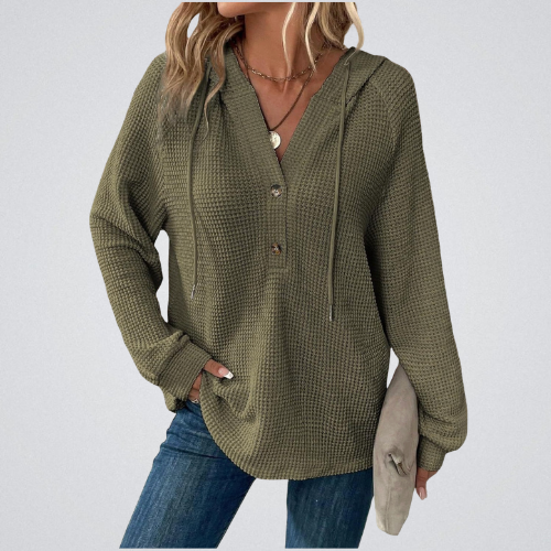 SIONI™ - Casual Long Sleeve V-Neck Hoodie Sweatshirt