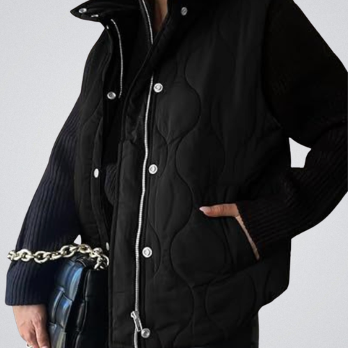 PAMMY™ - Classic Puffer Button Zip Up Collared Vest