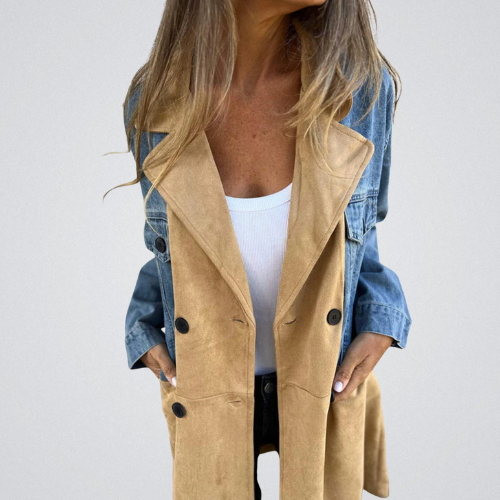 ELORA™ - Two-Tone Denim Trench