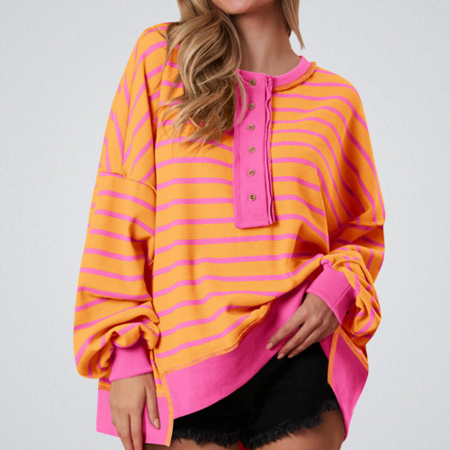 POLANA™ - Casual Oversized Striped Long Sleeve Sweatshirt