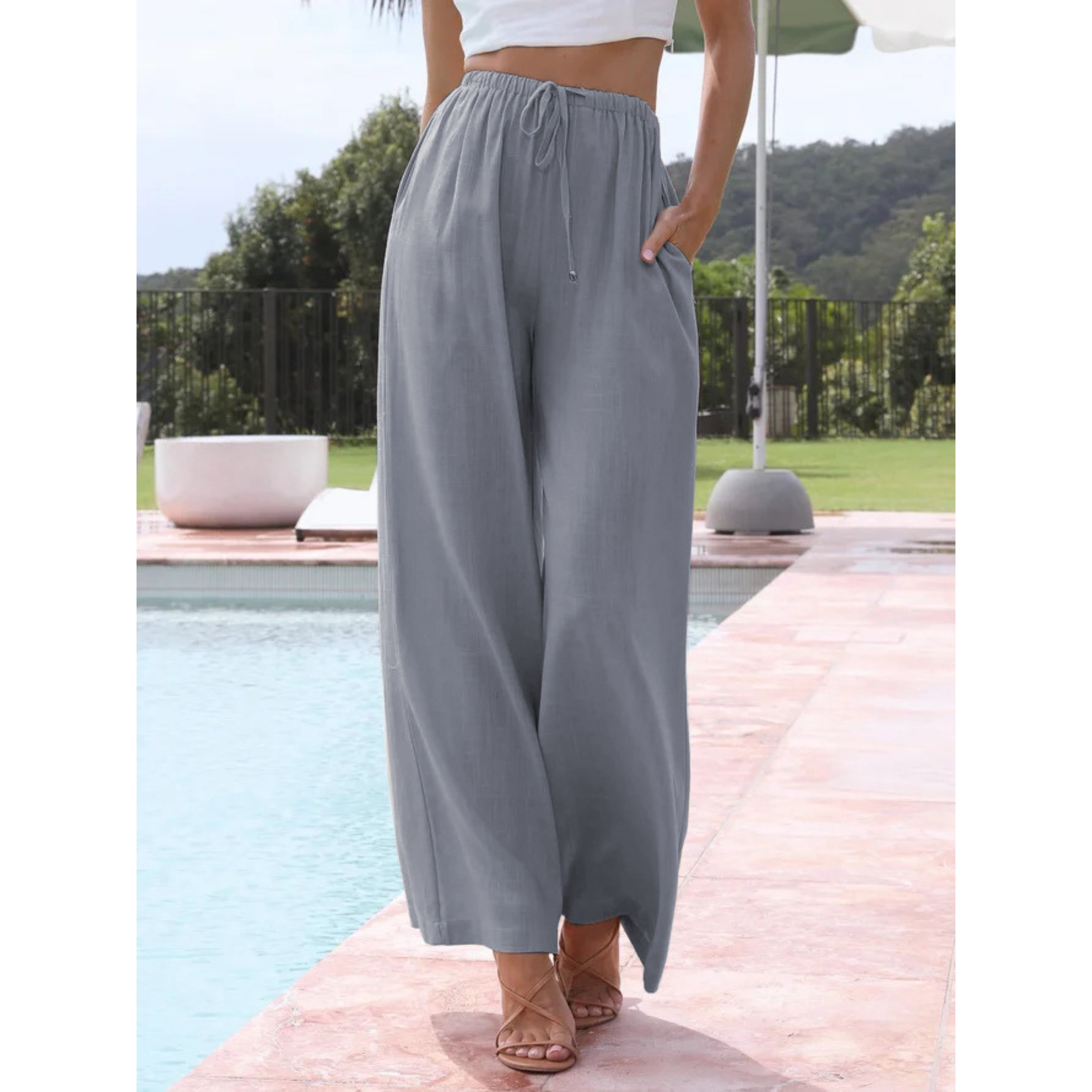 VIRENA™ – Relaxed Lightweight Wide Leg Summer Trousers