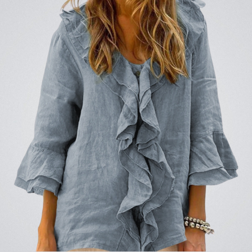 NADINE™ - Chic Bell Sleeve Ruffle Top