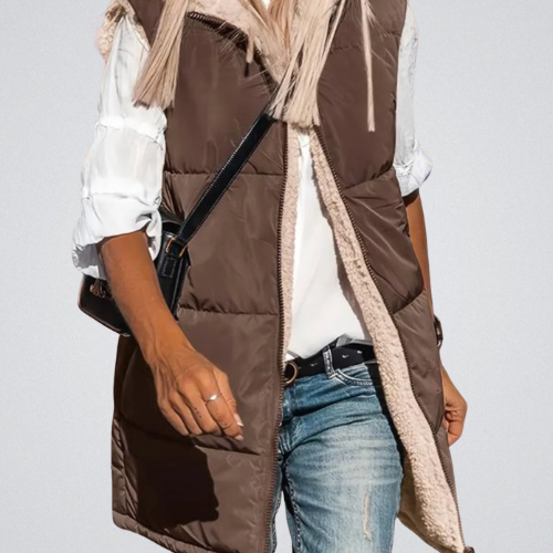 LUCY™ - Cozy Sleeveless Woven Jacket with Hood for Winter Wear